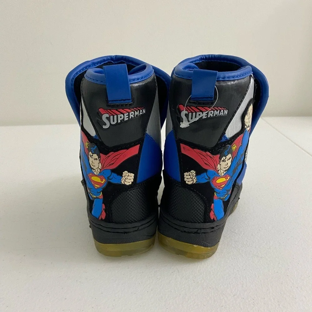 Superman toddler boy's dual hook and loop insulated snow boots winter shoes 5